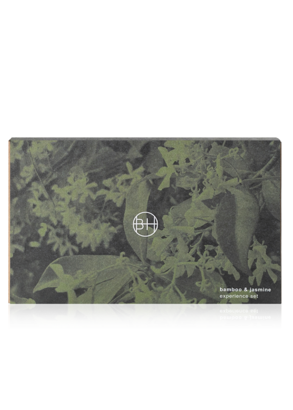 Product packaging with leaf pattern on a white background