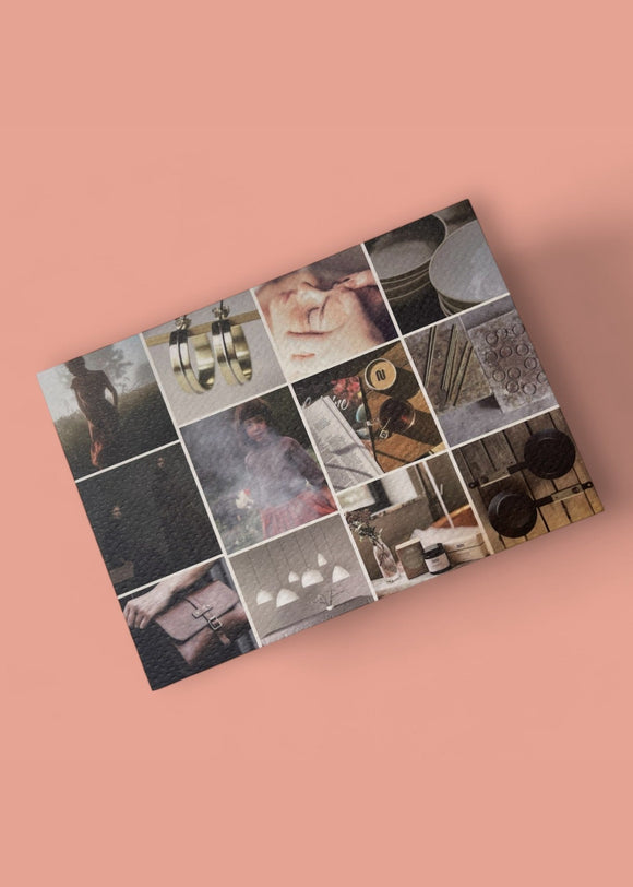 Collage of photos on a pink background