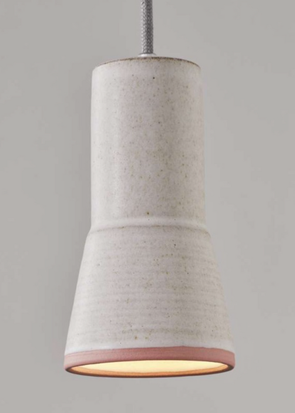 Ceramic pendant light on a gray background