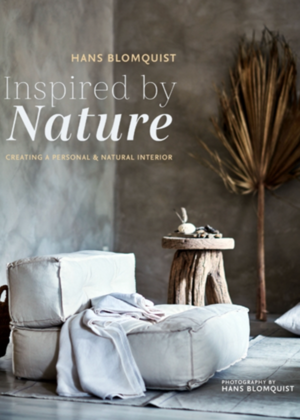 Book cover of 'Inspired by Nature' by Hans Blomquist with a minimalistic interior design.