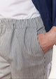Close-up of striped pants with a blurred background