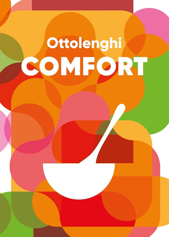 Book cover of 'Comfort' by Ottolenghi with colorful abstract design and spoon illustration.