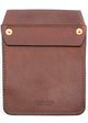 A brown leather pocket protector with brass snap closures, featuring the Tanner Bates brand embossed at the bottom.