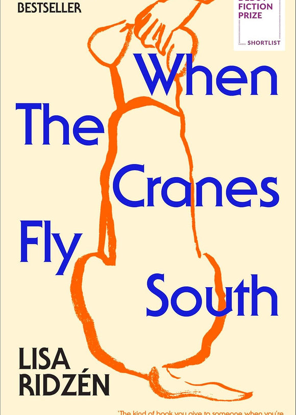 Book cover of 'When the Cranes Fly South' by Lisa Ridzen with a stylized illustration of a person petting a dogs head.