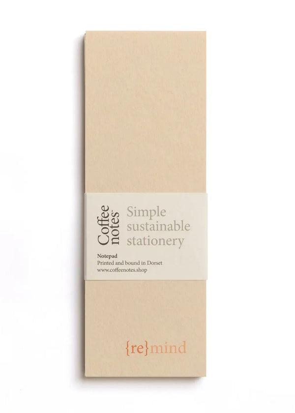Beige notepad with 'Coffee Notes' branding on a white background