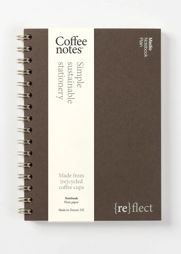 Spiral-bound notebook with 'Coffee notes' text on a white background