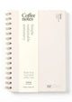 Sustainable notebook with 'Coffee notes' text on a white background