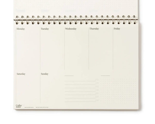 Weekly planner with days of the week on a white background