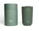 Two green tumblers with 'Kept' branding on a white background