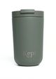 Dark gray tumbler with 'Kept' branding on a white background
