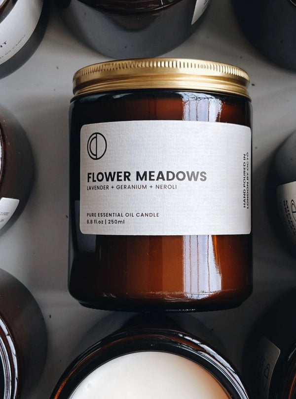 octo flowers meadow candle surrounded by other candles