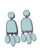 Pair of light blue earrings with a white background