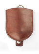 A brown leather key pouch with a metal snap closure.