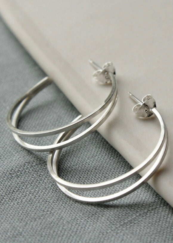 Product image of double hoop silver earings
